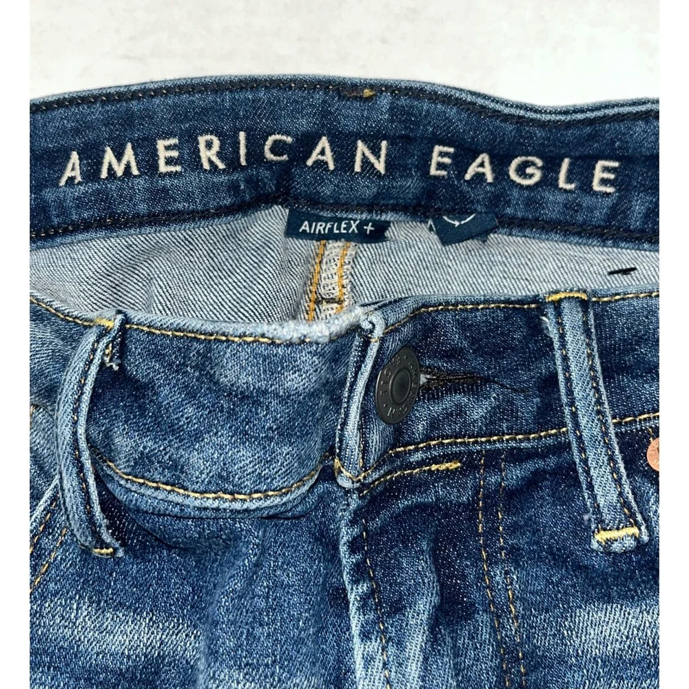 American Eagle Jeans Mens 34x36 Slim Distressed Blue Airflex+ Ripped Denim Tall
